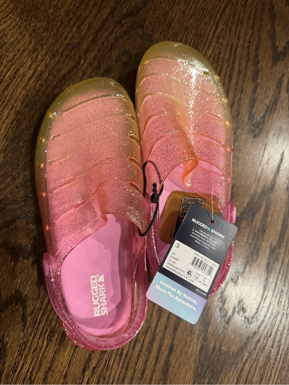 Rugged Shark Kids Pink Glitter Water Shoes with Secure Heel Strap